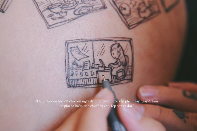 Ngắm bộ ảnh độc đáo "Ba kể con nghe" vẽ trên bụng bầu của vợ ảnh 16