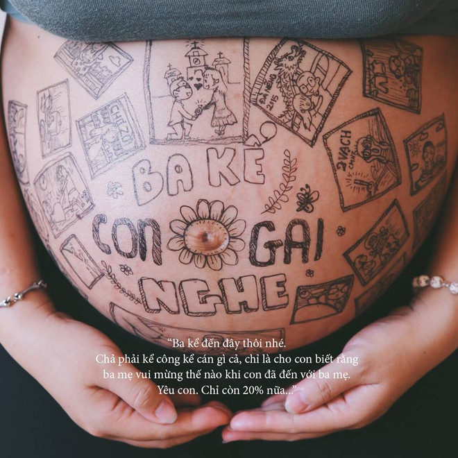 Ngắm bộ ảnh độc đáo "Ba kể con nghe" vẽ trên bụng bầu của vợ ảnh 19