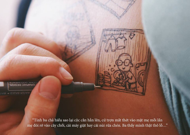 Ngắm bộ ảnh độc đáo "Ba kể con nghe" vẽ trên bụng bầu của vợ ảnh 5