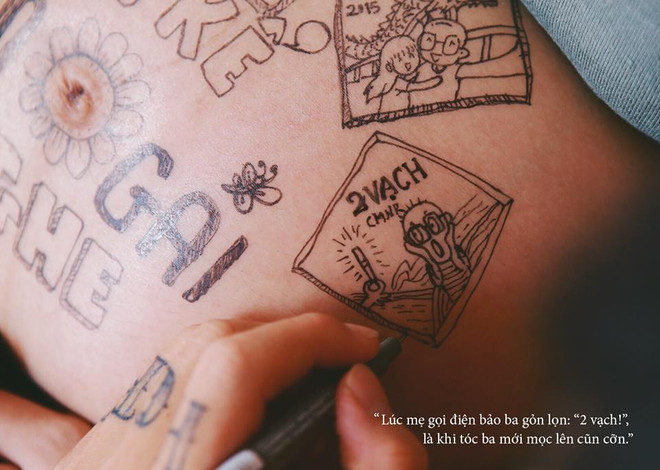 Ngắm bộ ảnh độc đáo "Ba kể con nghe" vẽ trên bụng bầu của vợ ảnh 4