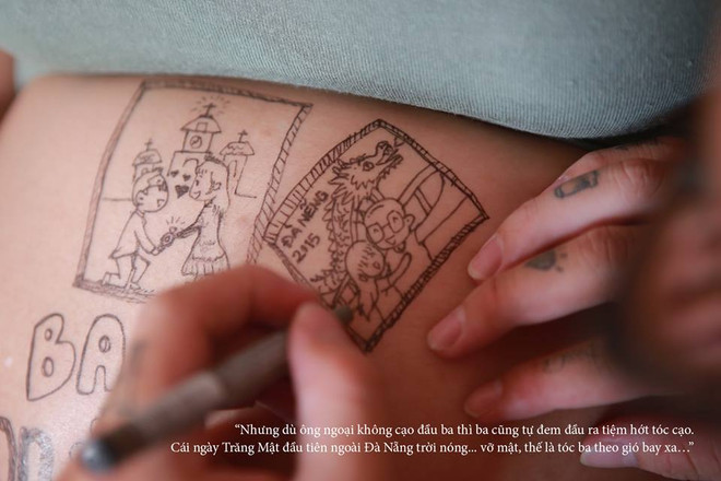 Ngắm bộ ảnh độc đáo "Ba kể con nghe" vẽ trên bụng bầu của vợ ảnh 3
