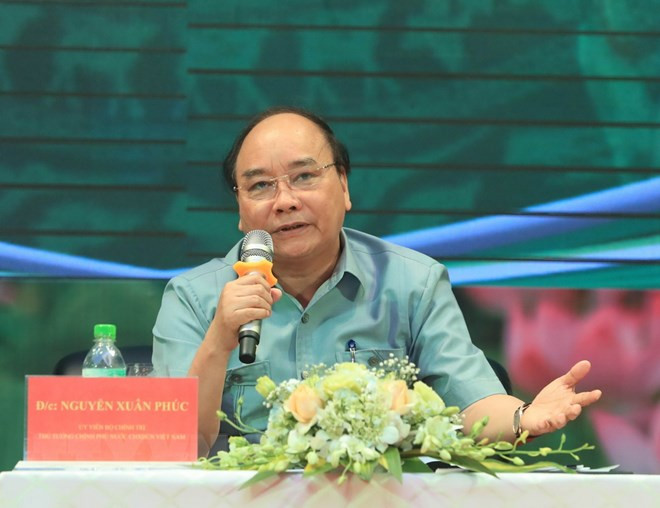 Thủ tướng Nguyễn Xuân Phúc phát biểu tại buổi đối thoại. (Ảnh: Thống Nhất/TTXVN) Sự kiện trong nước 9-15/4: Tín hiệu tích cực từ kinh tế, du lịch ảnh 2