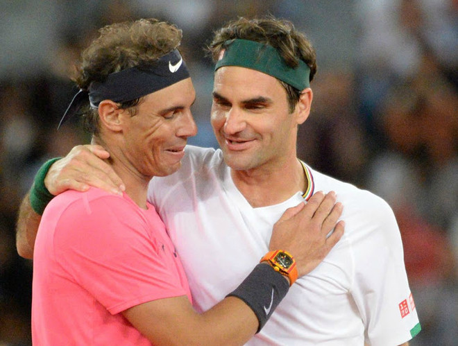Nadal và Federer tại trận đấu kỷ lục. (Nguồn: AFP) Trận đấu giữa Roger Federer và Rafa Nadal thiết lập kỷ lục mới ảnh 1