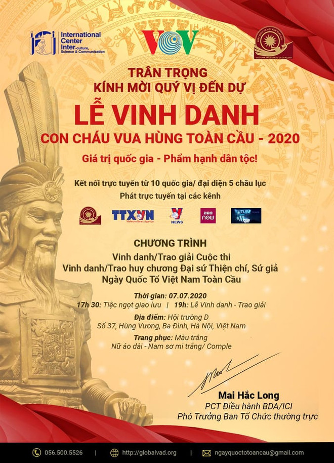 Tổ chức lễ vinh danh con cháu vua Hùng toàn cầu 2020 ảnh 1