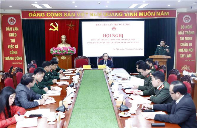 Quang cảnh hội nghị. (Ảnh: An Đăng/TTXVN) Phát huy vai trò của lực lượng vũ trang trong công tác dân vận ở cơ sở ảnh 1