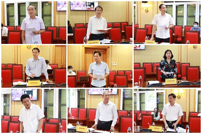 Các thành viên Ban Chỉ đạo đóng góp ý kiến xây dựng Đề án tại Phiên họp. (Nguồn: xaydungdang.org.vn) Họp Ban Chỉ đạo xây dựng Đề án trình Hội nghị TW 6 (khóa XIII) ảnh 2