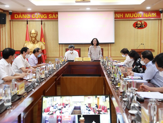 Toàn cảnh Phiên họp. (Nguồn: xaydungdang.org.vn) Họp Ban Chỉ đạo xây dựng Đề án trình Hội nghị TW 6 (khóa XIII) ảnh 1