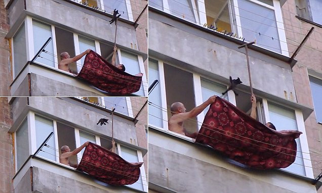 [Video] Màn giải cứu ngoạn mục chú mèo "đu dây" ngoài ban công ảnh 1