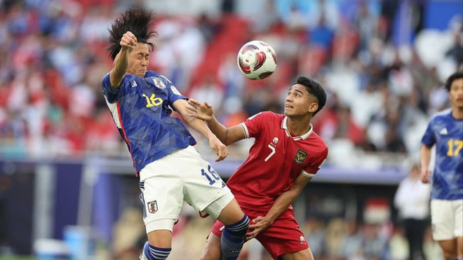 Nhật Bản (áo xanh) đi tiếp, còn Indonesia vẫn phải chờ đợi. (Nguồn: AFC) nhat-ban-vs-indonesia-asian-cup-2023-2501.jpg