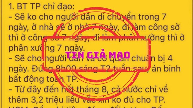 Thông tin 'không cho người dân di chuyển trong 7 ngày' là giả mạo. Thực hiện Quy tắc 5K để phòng, tránh thông tin giả, tin sai sự thật ảnh 2