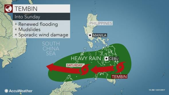 Bão nhiệt đới Tembin tràn vào Philippines với sức gió 90km mỗi giờ ảnh 1