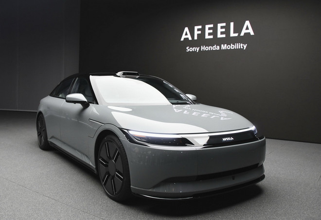 Mẫu xe điện Afeela của hãng Honda được trưng bày tại Triển lãm Điện tử tiêu dùng (CES) 2024 ở thành phố Las Vegas (Mỹ) ngày 9/1/2024. (Ảnh: Kyodo/TTXVN) xe dien honda.jpg