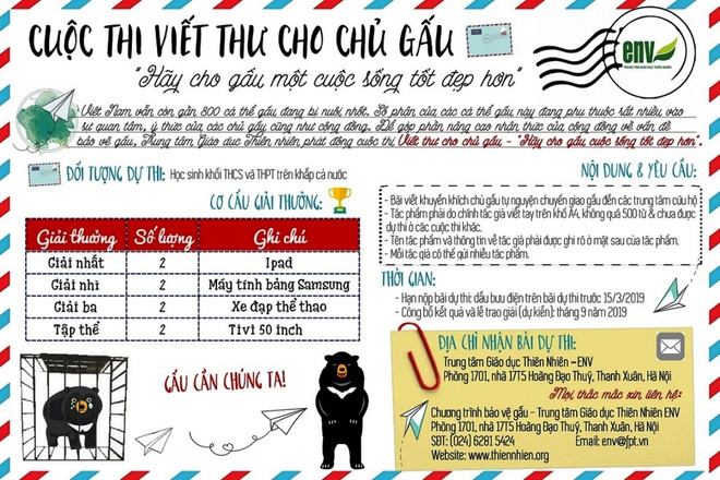 Ngày Gấu Việt Nam: Kêu gọi giới trẻ viết thư chấm dứt nuôi nhốt gấu ảnh 1