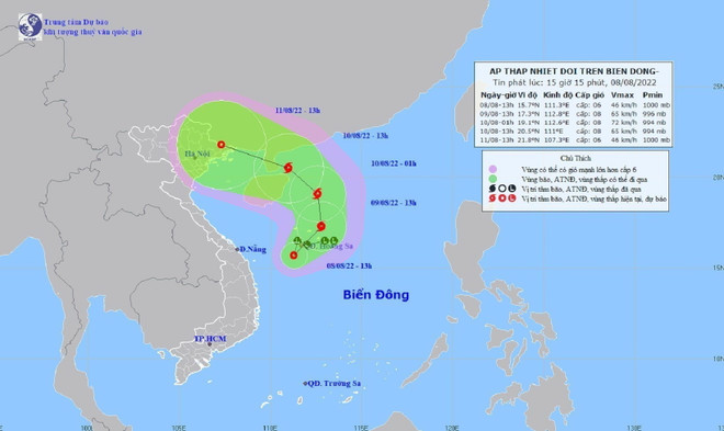 Vùng áp thấp trên Bắc Biển Đông mạnh lên thành áp thấp nhiệt đới ảnh 1