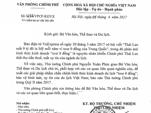 Thủ tướng yêu cầu chấn chỉnh hình thức "tour 0 đồng" ảnh 1