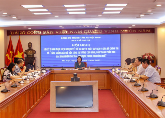 Quang cảnh Hội nghị. (Ảnh: Tuấn Đức/TTXVN) TTXVN sơ kết 5 năm thực hiện Nghị quyết số 35 của Bộ Chính trị ảnh 1