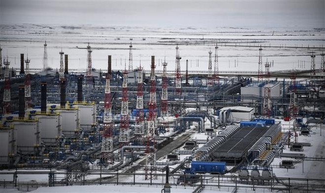 Toàn cảnh giếng khí đốt Bovanenkovo ở bán đảo Yamal thuộc Bắc Cực. (Ảnh: AFP/TTXVN) Lượng khí đốt hướng Đông qua đường ống Yamal- Europe tăng cao ảnh 1