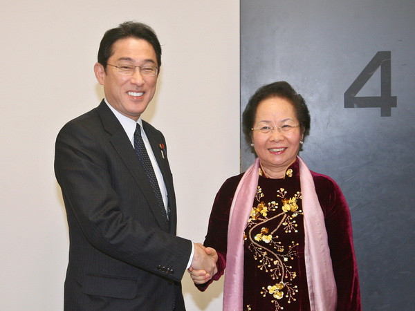 Phó Chủ tịch nước Nguyễn Thị Doan tiếp Bộ trưởng Ngoại giao Nhật Bản ảnh 1