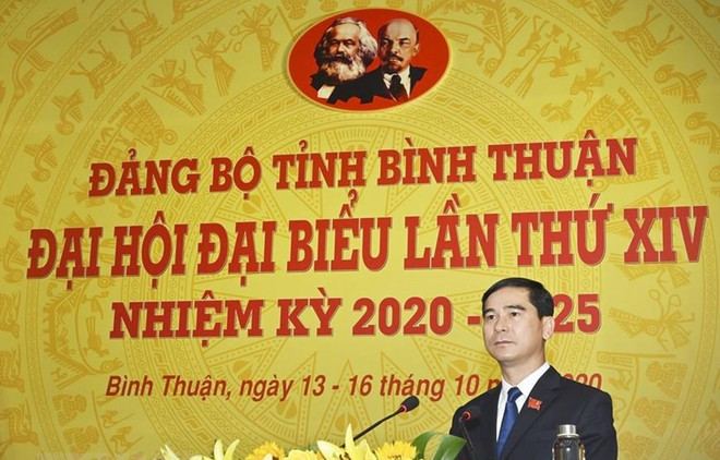 Ông Dương Văn An, Bí thư Tỉnh ủy Bình Thuận khóa XIV, nhiệm kỳ 2020-2025 phát biểu. (Ảnh: Nguyễn Thanh/TTXVN) Đưa tỉnh Bình Thuận phát triển nhanh, bền vững, mạnh về kinh tế biển ảnh 1