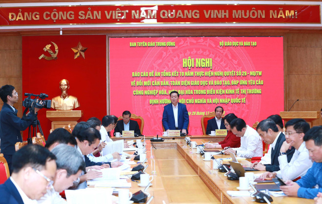 Quang cảnh hội nghị. (Ảnh: Phương Hoa/TTXVN) ttxvn_truong_ban_tuyen_giao_trung_uong_giao_duc_va_dao_tao_2.jpg