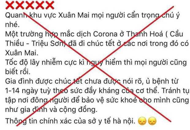 Một trong những thông tin sai lệch trên mạng xã hội Facebook. (Ảnh chụp màn hình) Dịch COVID-19: Người dân nên cảnh giác thông tin thất thiệt trên mạng ảnh 1