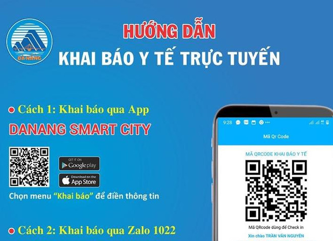 Hướng dẫn khai báo trực tuyến trên ứng dụng Danang SmartCity. (Nguồn: dsa.org.vn) Đà Nẵng: Hỗ trợ F0, F1 đăng ký, chứng nhận nghỉ việc trực tuyến ảnh 1
