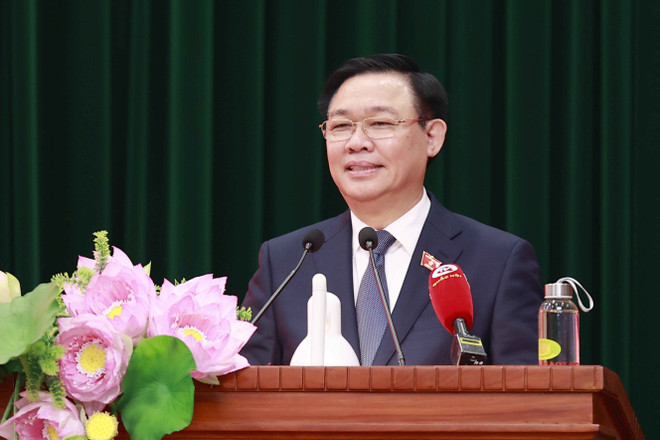 Chủ tịch Quốc hội Vương Đình Huệ phát biểu. (Ảnh: Doãn Tấn/TTXVN) Chủ tịch Quốc hội Vương Đình Huệ thăm, chúc Tết tại Kiểm toán Nhà nước ảnh 2