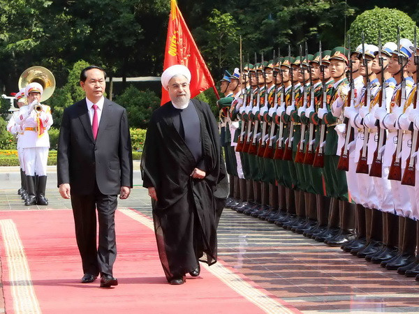 Chủ tịch nước Trần Đại Quang đón tiếp Tổng thống Iran Hassan Rouhani ảnh 1