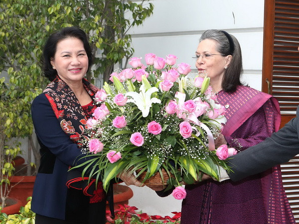 Chủ tịch Quốc hội Nguyễn Thị Kim Ngân gặp bà Sonia Gandhi, Chủ tịch Đảng Quốc đại Ấn Độ. (Ảnh: Trọng Đức/TTXVN) Chủ tịch Quốc hội Nguyễn Thị Kim Ngân gặp Chủ tịch Đảng Quốc đại Ấn Độ ảnh 1