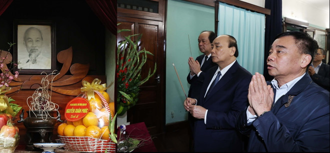 Thủ tướng Nguyễn Xuân Phúc dâng hương tưởng niệm Chủ tịch Hồ Chí Minh. (Ảnh: Thống Nhất/TTXVN) Thủ tướng Nguyễn Xuân Phúc dâng hương tưởng nhớ Bác Hồ tại Nhà 67 ảnh 1