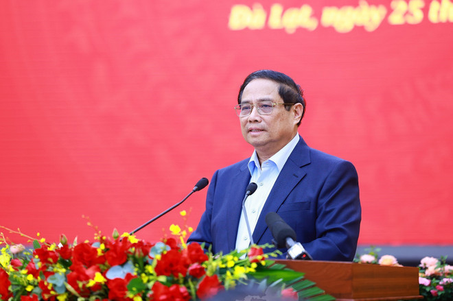 Thủ tướng Phạm Minh Chính chỉ đạo Hội nghị đảm bảo an ninh trật tự phục vụ phát triển kinh tế-xã hội các tỉnh Tây Nguyên. (Ảnh: Dương Giang/TTXVN) ttxvn_pham minh chinh khu vuc tay nguyen (4).jpg