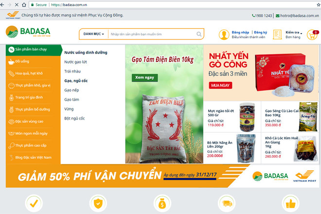 Giao diện sàn thương mại điện tử Badasa của VietnamPost. (Ảnh chụp màn hình) Bưu điện Việt Nam “nhảy” vào lĩnh vực kinh doanh hàng đặc sản ảnh 1