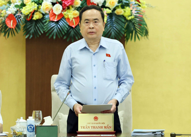 Chủ tịch Quốc hội Trần Thanh Mẫn phát biểu khai mạc. (Ảnh: Thống Nhất/TTXVN) ttxvn_chu_tich_quoc_hoi_tran_thanh_man_chu_tri_phien_hop_thu_36_cua_uy_ban_thuong_vu_quoc_hoi_3.jpg