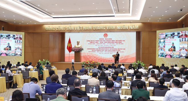 Hội nghị công bố và triển khai Quy hoạch tổng thể quốc gia thời kỳ 2021-2030, tầm nhìn đến năm 2050. (Ảnh: Dương Giang/TTXVN) Thực hiện tốt Quy hoạch tổng thể, xây dựng đất nước hùng cường ảnh 2
