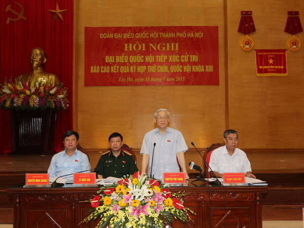 Tổng Bí thư tiếp xúc cử tri quận Ba Đình, Hoàn Kiếm, Tây Hồ ảnh 1