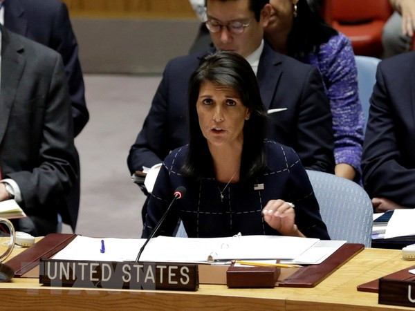 Đại sứ Mỹ tại Liên hợp quốc Nikki Haley. (Nguồn: THX/TTXVN) Đại sứ Mỹ tại LHQ nói Syria 'không xứng đáng' để đàm phán với Mỹ ảnh 1