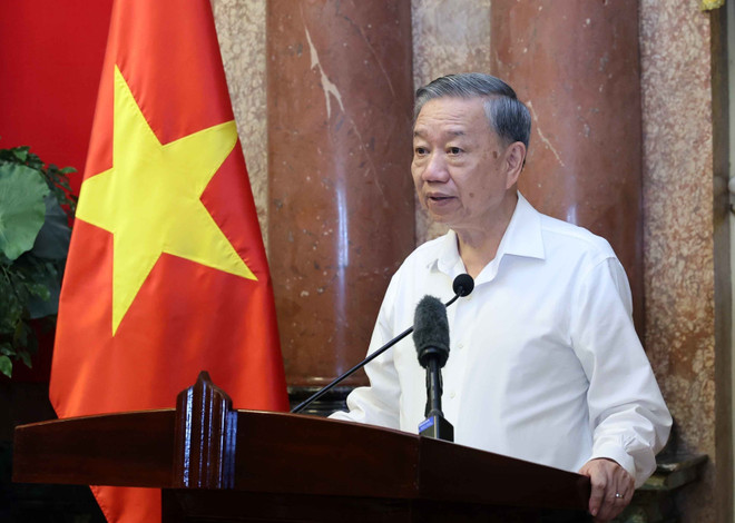 Chủ tịch nước Tô Lâm phát biểu. (Ảnh: Nhan Sáng/TTXVN) TTXVN_2207Chutichnuoc8.jpg