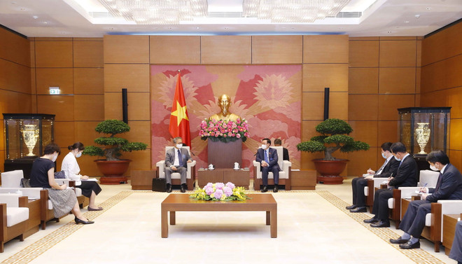 Chủ tịch Quốc hội Vương Đình Huệ tiếp Đại sứ Nhật Bản Yamada Takio ảnh 2