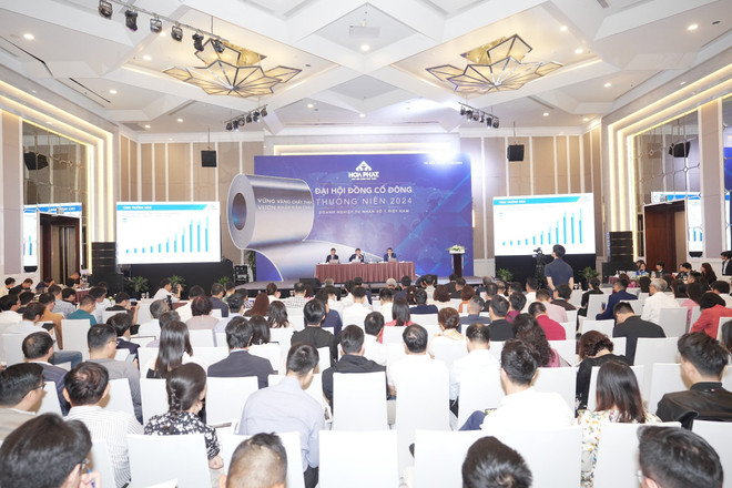 Đại hội đồng cổ đông thường niên năm 2024 của Hòa Phát, ngày 11/4. (Ảnh: Vietnam+) z5338494630955_a03ebdf3018646251fc6a52160a45b24.jpg