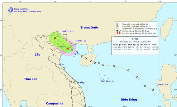Áp thấp nhiệt đới đã vào trong đất liền và đang suy yếu dần ảnh 1