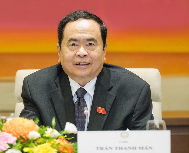 Đồng chí Trần Thanh Mẫn, Ủy viên Bộ Chính trị, Phó Chủ tịch thường trực Quốc hội được Trung ương giới thiệu để Quốc hội bầu giữ chức Chủ tịch Quốc hội. (Ảnh: TTXVN) Ong tran thanh Man duoc gioi thieu bau giu chuc chu tich QH.jpg