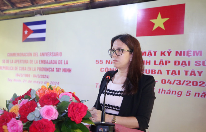Bà Ariadne Feo Labra, Tổng Lãnh sự quán Cuba tại Thành phố Hồ Chí Minh phát biểu. (Ảnh: Giang Phương/TTXVN) tong lanh su Cuba.jpg