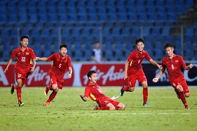 Đội tuyển U15 Việt Nam. (Nguồn ảnh: TTXVN) U15 Việt Nam về nước trong sự đón tiếp nồng hậu của người hâm mộ ảnh 1