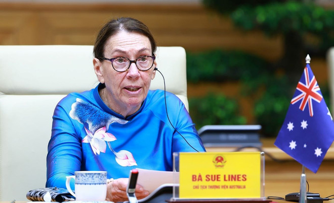 Chủ tịch Thượng viện Australia Sue Lines. (Ảnh: Dương Giang/TTXVN) ttxvn_chu_tich_thuong_vien_australia_sue_lines_3008-3.jpg