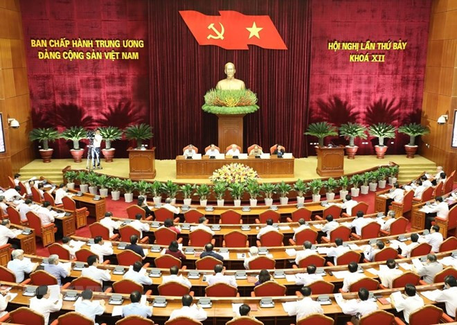 Toàn cảnh phiên thảo luận Đề án cải cách chính sách tiền lương, chiều 9/5. (Ảnh: Trí Dũng/TTXVN) Sự kiện trong nước 7-13/5: Hội nghị Trung ương 7 khóa XII ảnh 1