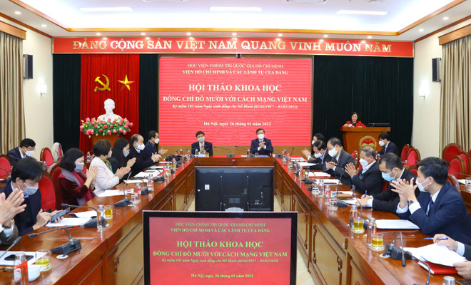 Quang cảnh hội thảo. (Ảnh: Văn Điệp/TTXVN) Hội thảo khoa học “Đồng chí Đỗ Mười với cách mạng Việt Nam” ảnh 2