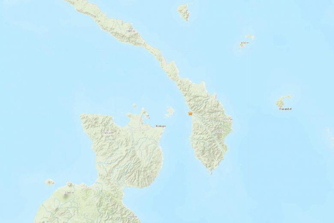 Trận động đất nông xảy ra 44km về phía đông bắc Kokopo ở Papua New Guinea. (Nguồn: USGS) Động đất 7,5 độ ngoài khơi Papua New Guinea, cảnh báo sóng thần ảnh 1