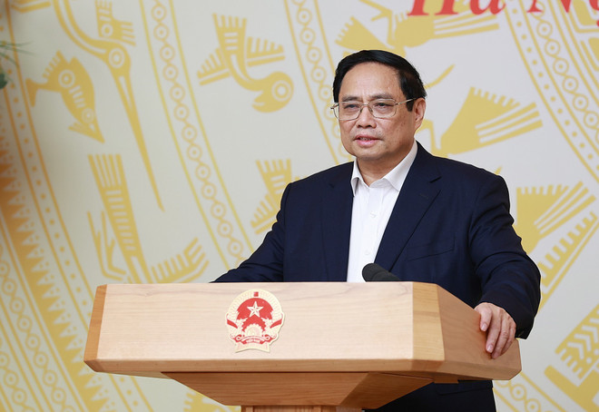 Thủ tướng Phạm Minh Chính phát biểu tại hội nghị. (Ảnh: Dương Giang/TTXVN) Thủ tướng chủ trì hội nghị phát huy hiệu quả của tập đoàn, DN nhà nước ảnh 2