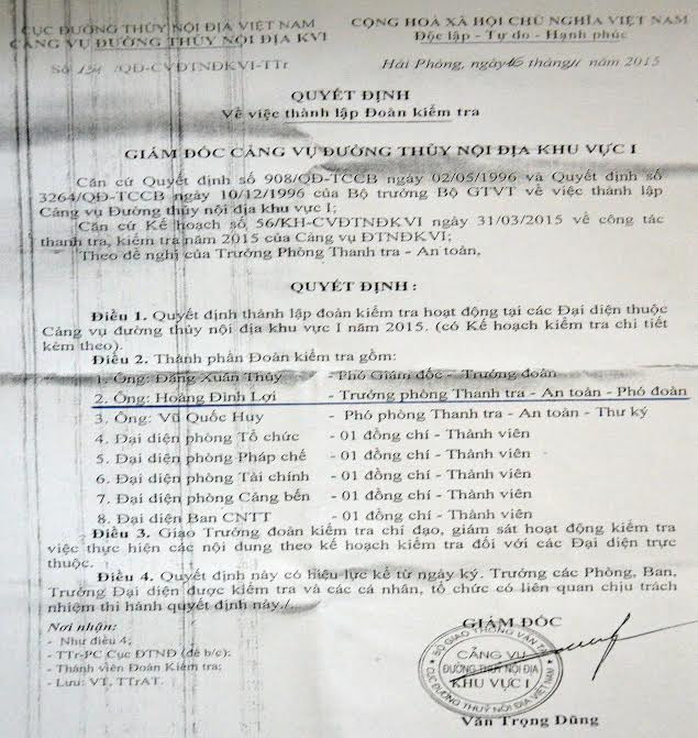Cảng vụ Đường thủy nội địa khu vực I: Bị kỷ luật lại lên chức ảnh 2