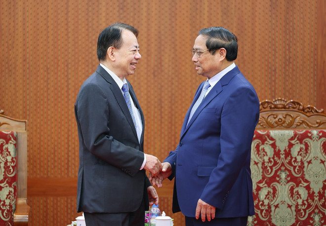 Chiều 13/3/2024, tại Hà Nội, Thủ tướng Phạm Minh Chính tiếp ông Masatsugu Asakawa, Chủ tịch Ngân hàng Phát triển châu Á nhân dịp thăm Việt Nam và dự Lễ kỷ niệm 30 năm quan hệ đối tác Việt Nam-ADB. (Ảnh: Dương Giang/TTXVN) TTXVN_1303ThutuongADB1.jpg